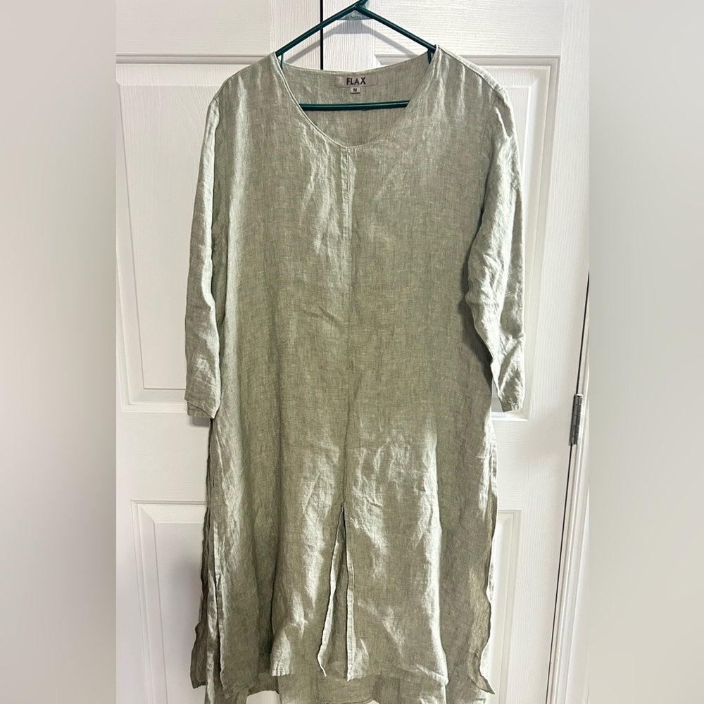 Flax Long Sleeve Dress in Soft Olive